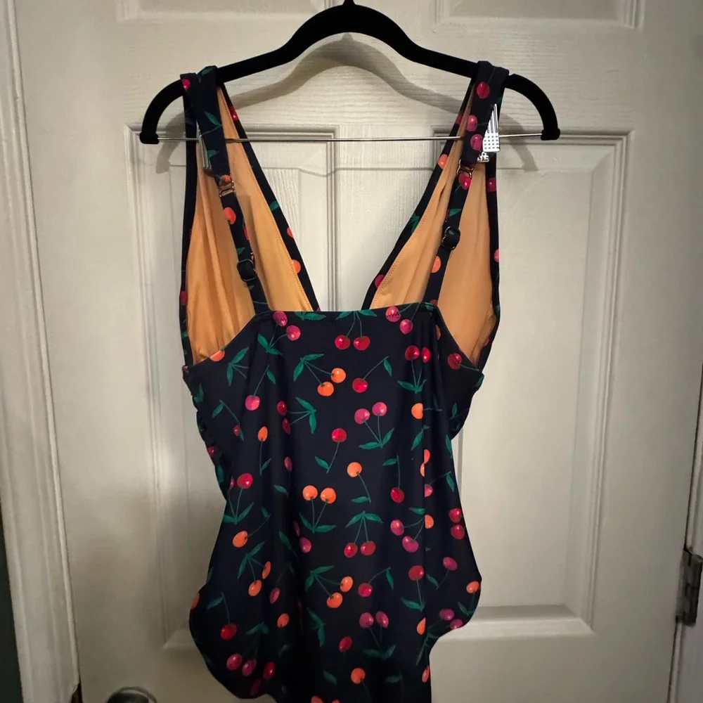 NWT J. Crew Navy Swimsuit with Cherry Print, Lg - Picture 7 of 11